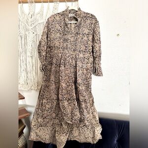 Magnolia Pearl Cotton Mid-Length Paisley Dress Gently Worn 2/3 Times OS